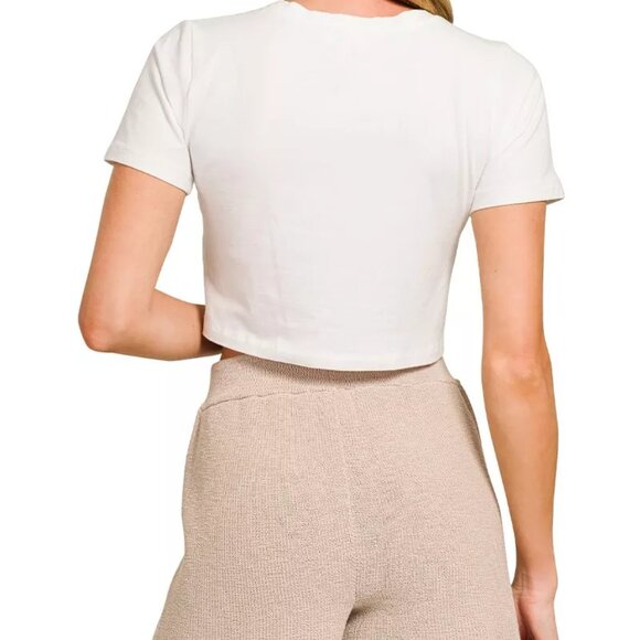 Zenana Round Neck Knit Top and Shorts Sweater Set - Picture 8 of 10